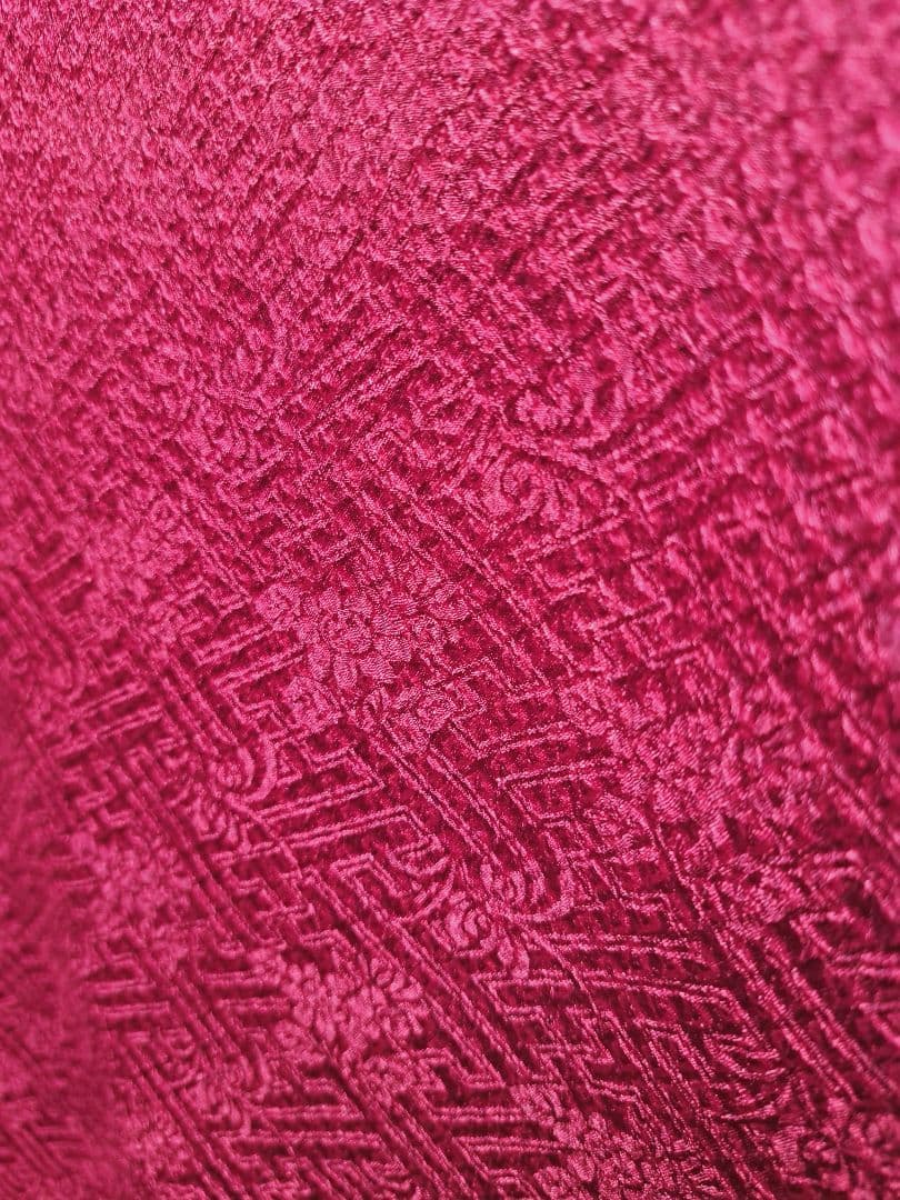 総絞り振袖　振袖　深紅　ボルドー