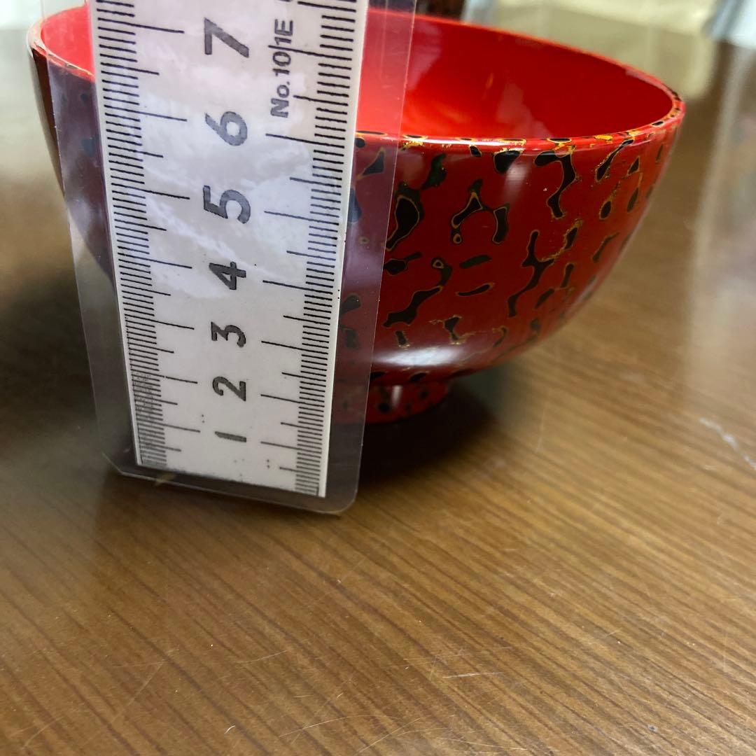 希少　津軽塗　夫婦椀　唐塗　呂漆器 椀 1セット 赤 黒