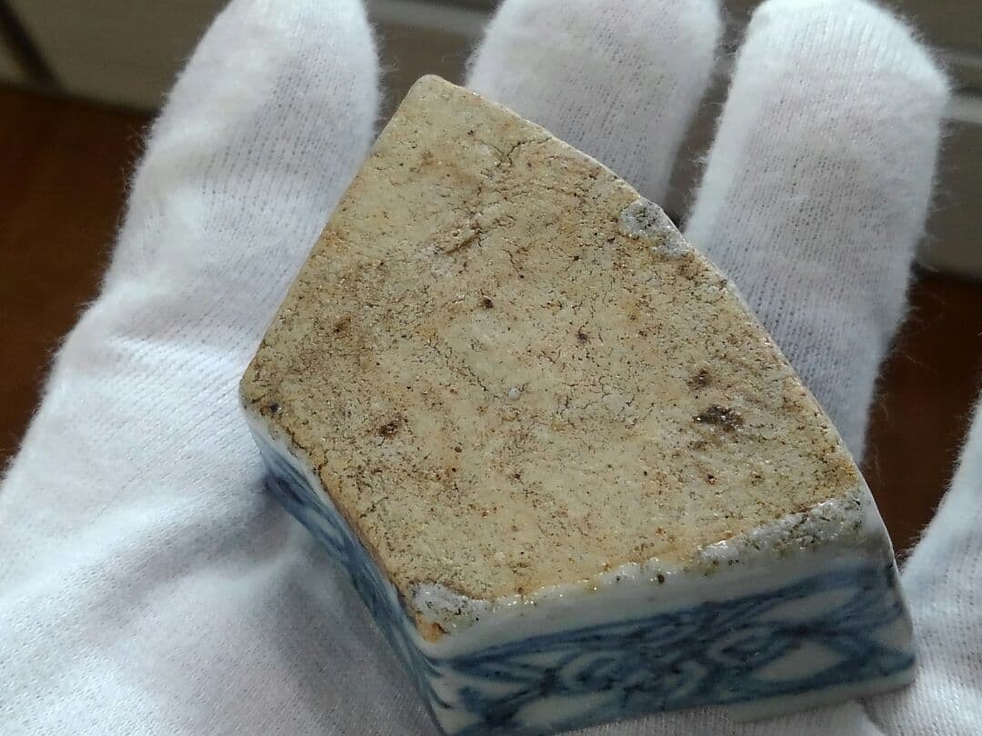 ♥中国製　【　青華　水孟　桐箱付き　】　書道具　染付　骨董品