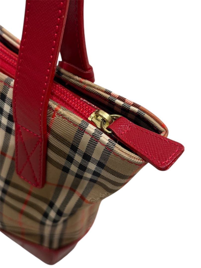 超希少 極美品 BURBERRYS バーバリーノバチェック ハンドバッグ レッド