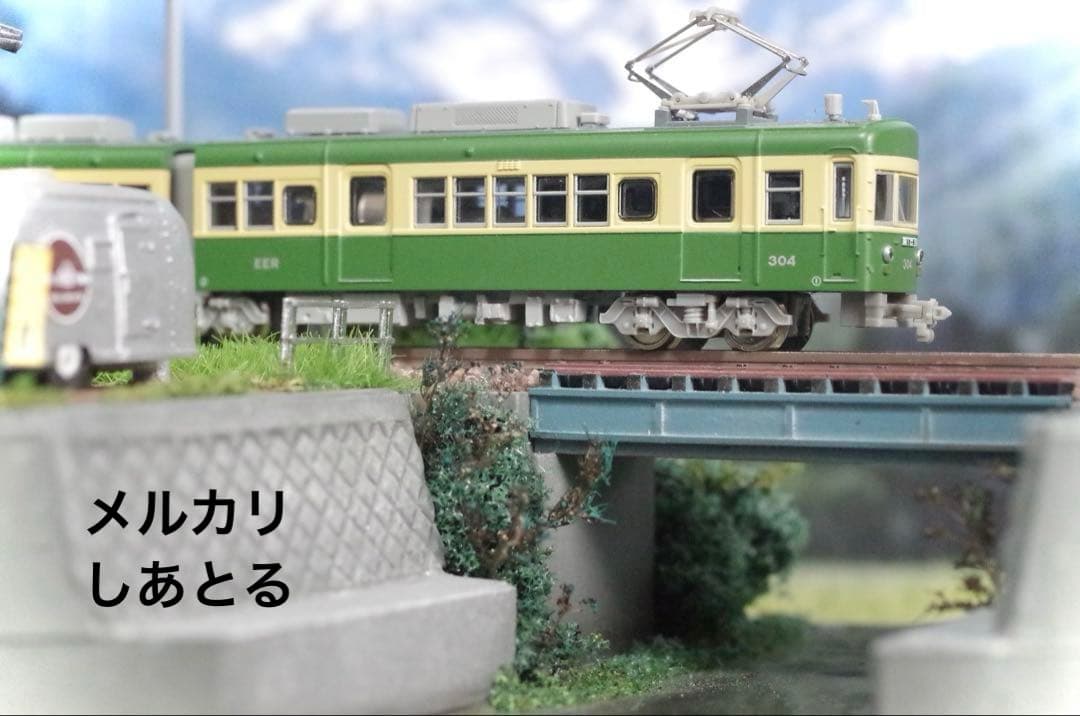 江ノ電 七里ヶ浜 行合川鉄橋 鉄道ジオラマ 展示台 ジオコレ 鉄橋模型 nゲージ