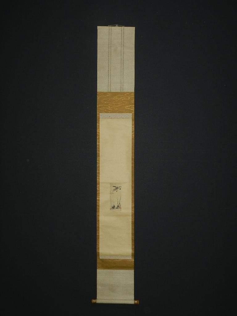 MR1 年末年始感謝セール、￼谷文晁 【五位鷺に芦】 真筆 茶掛け 掛軸 江戸期