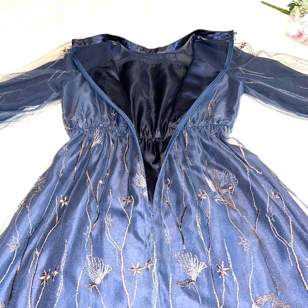 【美品】エトロ etoll. 刺繍レースワンピース　ネイビー M