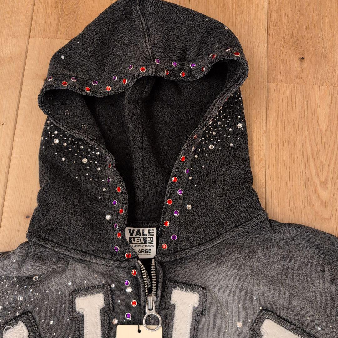 VALE FOREVER CLASSICO ZIP UP ストーン刺繍 XL 黒