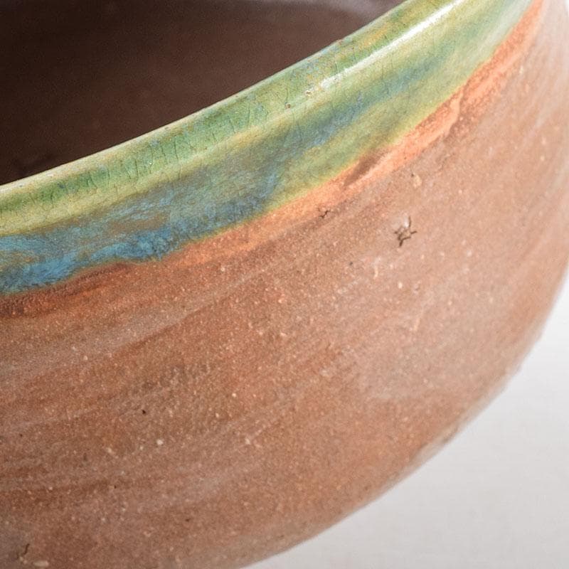 茶道具　徳川中期　織部焼　鳴海織部　沓形茶碗　時代箱　V　R8558