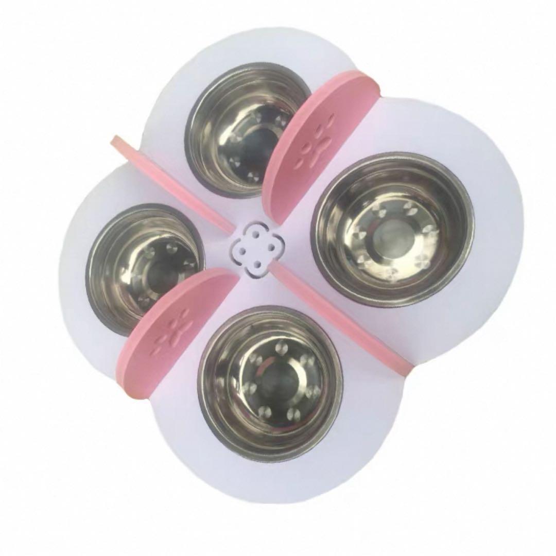 ペット用4連ステンレス食器セット 仕切り付き – 多頭飼いに最適！