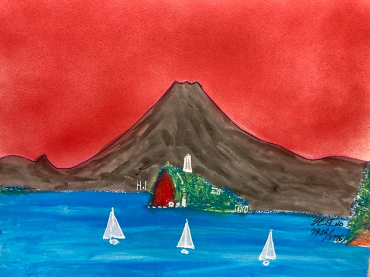 空飛ぶ画家糸川裕志の富士山曼荼羅図、F8号サイズ、アクリル画