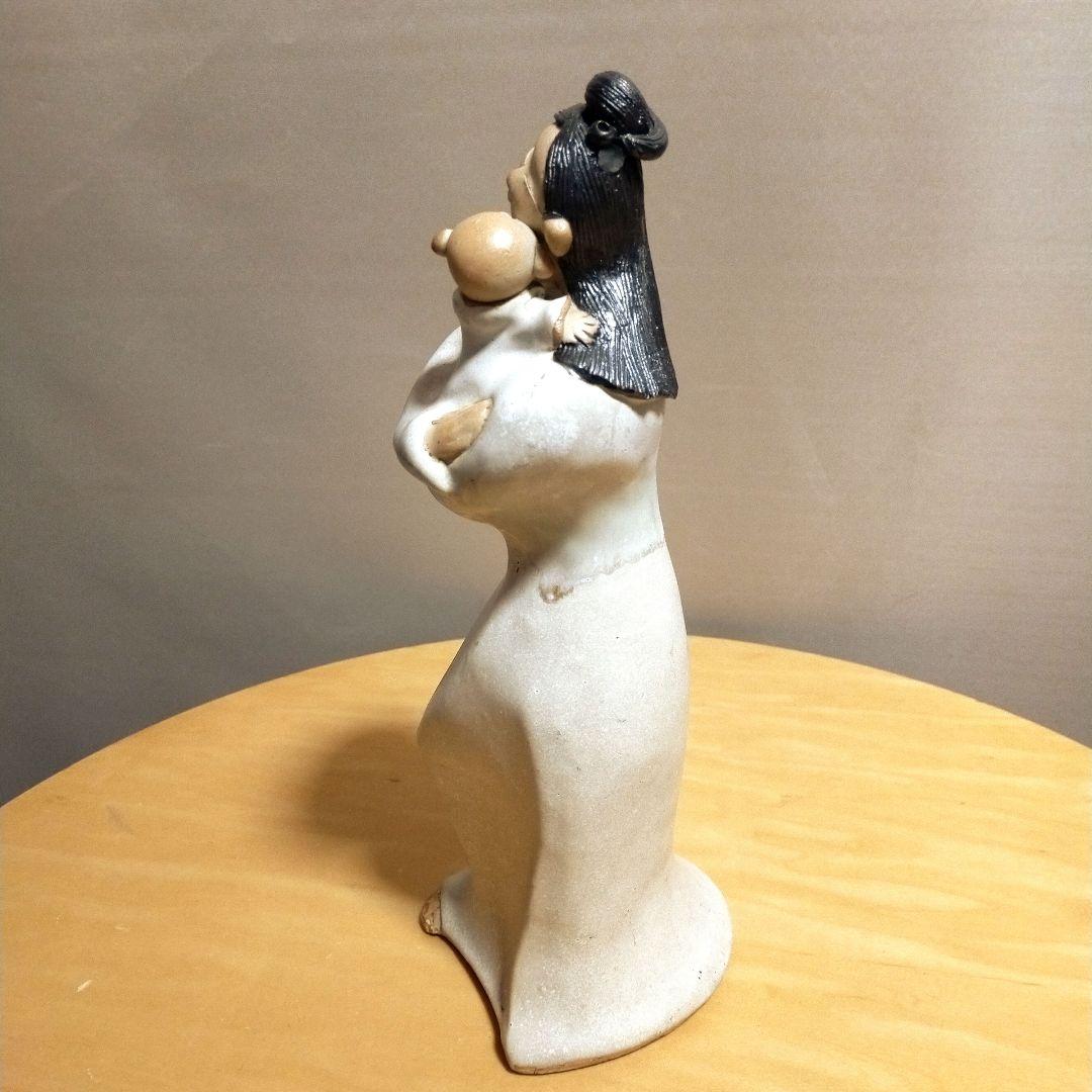 砥部焼 青芳窯★森元青芳作★青芳人形 母子像★愛媛