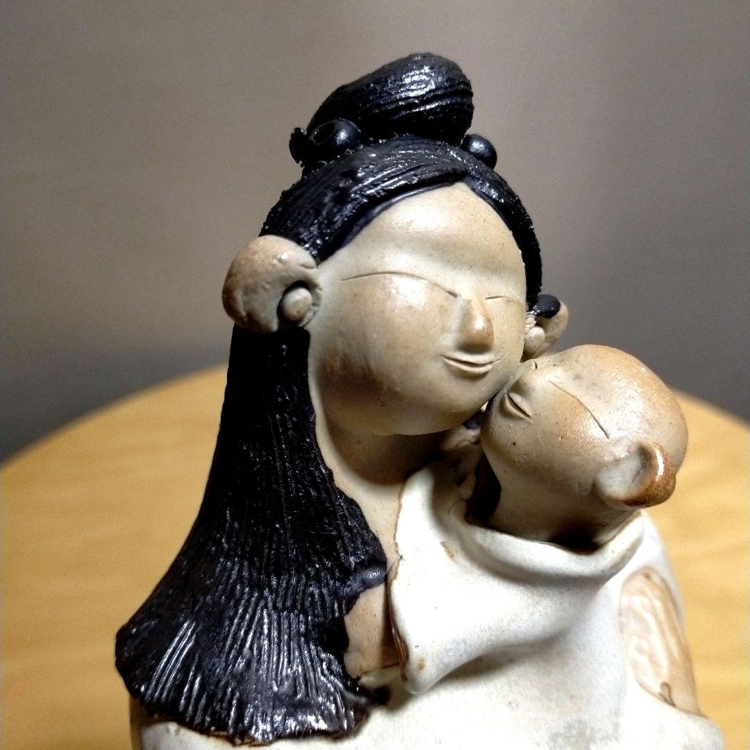 砥部焼 青芳窯★森元青芳作★青芳人形 母子像★愛媛