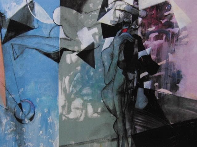 鶴岡義雄、【鏡の空間】、希少な画集画、新品高級額・額装付