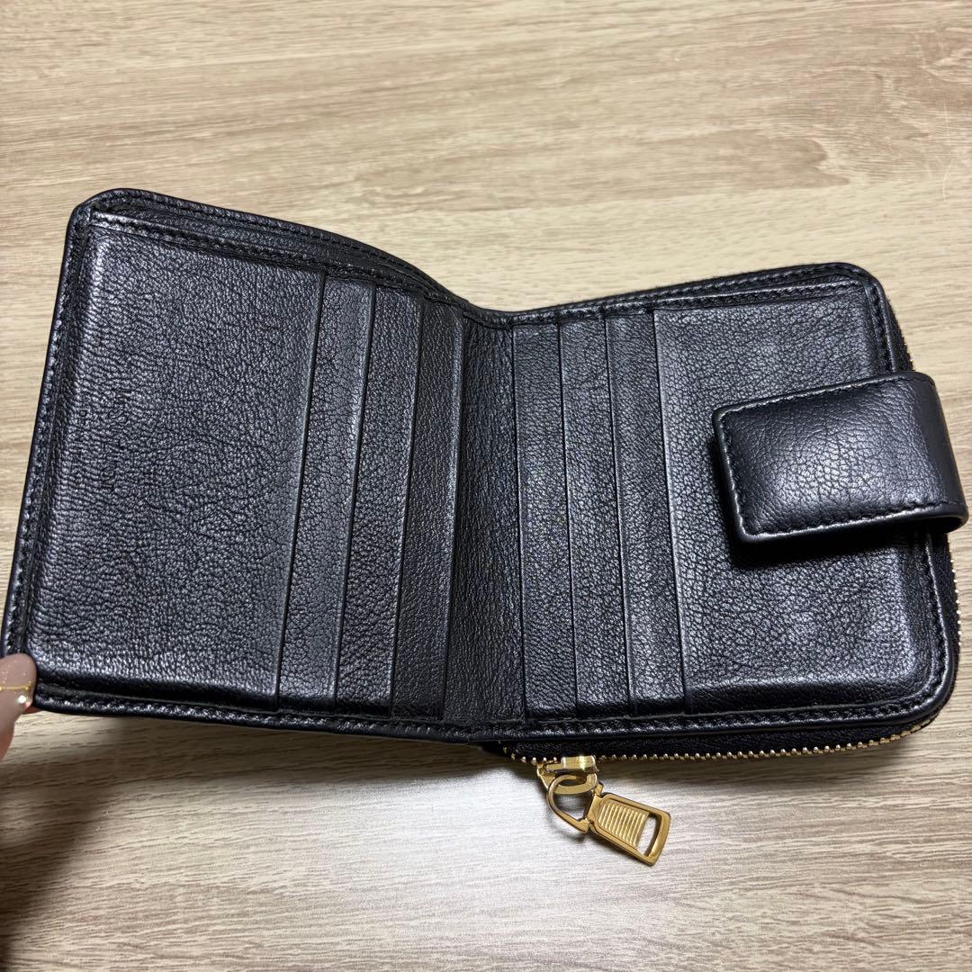 YSL イヴ・サンローラン　ブラックレザー 二つ折り財布