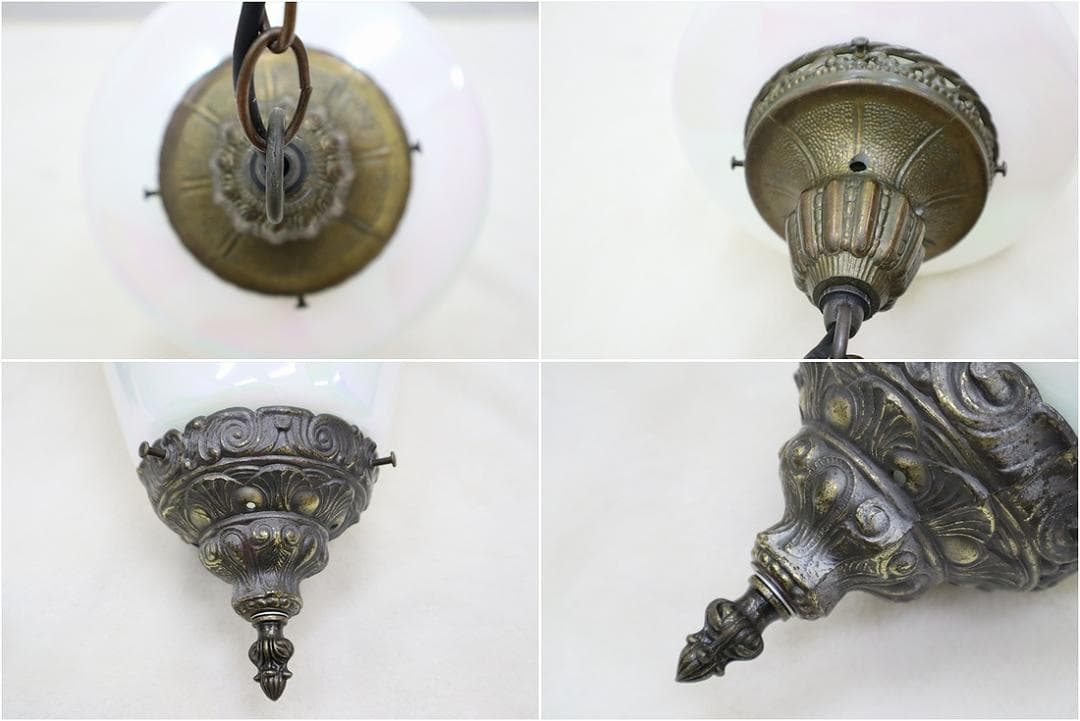 アンティーク調 ガラス ペンダントライト ランプ 1灯 真鍮 アールヌーボー