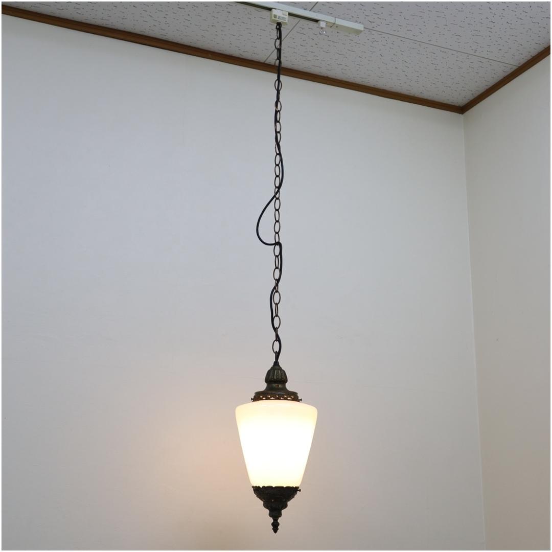 アンティーク調 ガラス ペンダントライト ランプ 1灯 真鍮 アールヌーボー