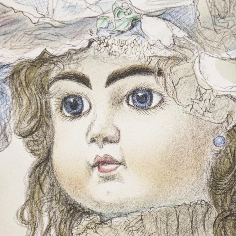 小松崎邦雄 フランス人形 リトグラフ 絵画 美術 芸術 額装 美術品 アート