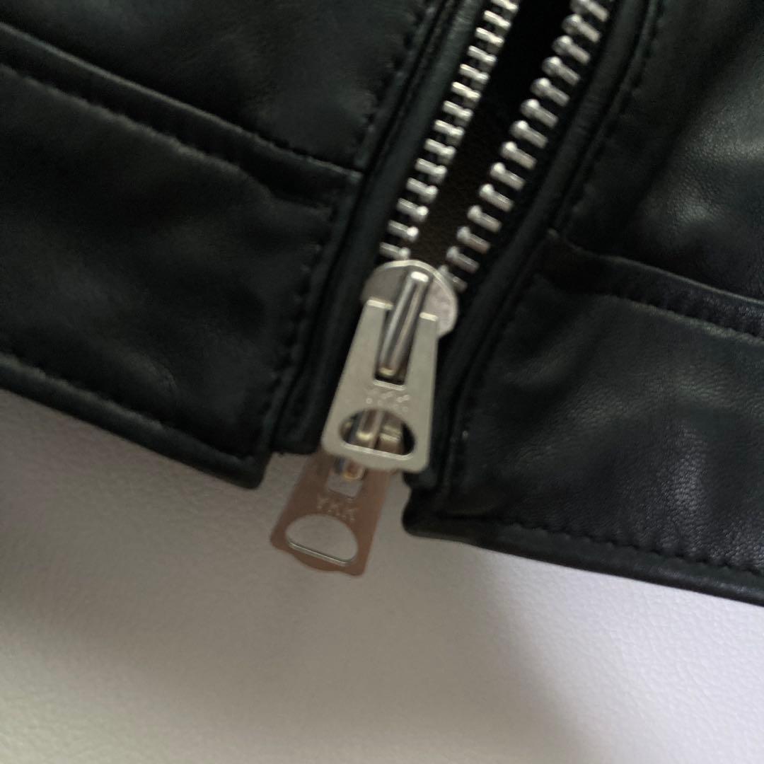 美品 ナノユニバース レザージャケット 羊革 キルティング ブラック 黒 L