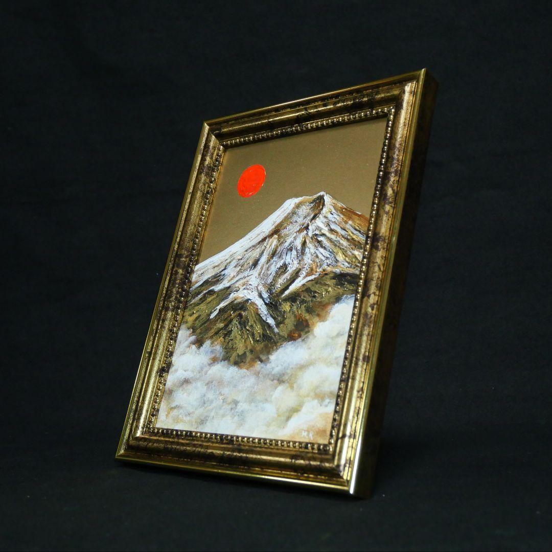 油絵 ミニ絵画【金色の霊峰】