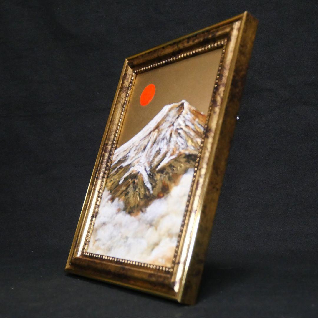 油絵 ミニ絵画【金色の霊峰】