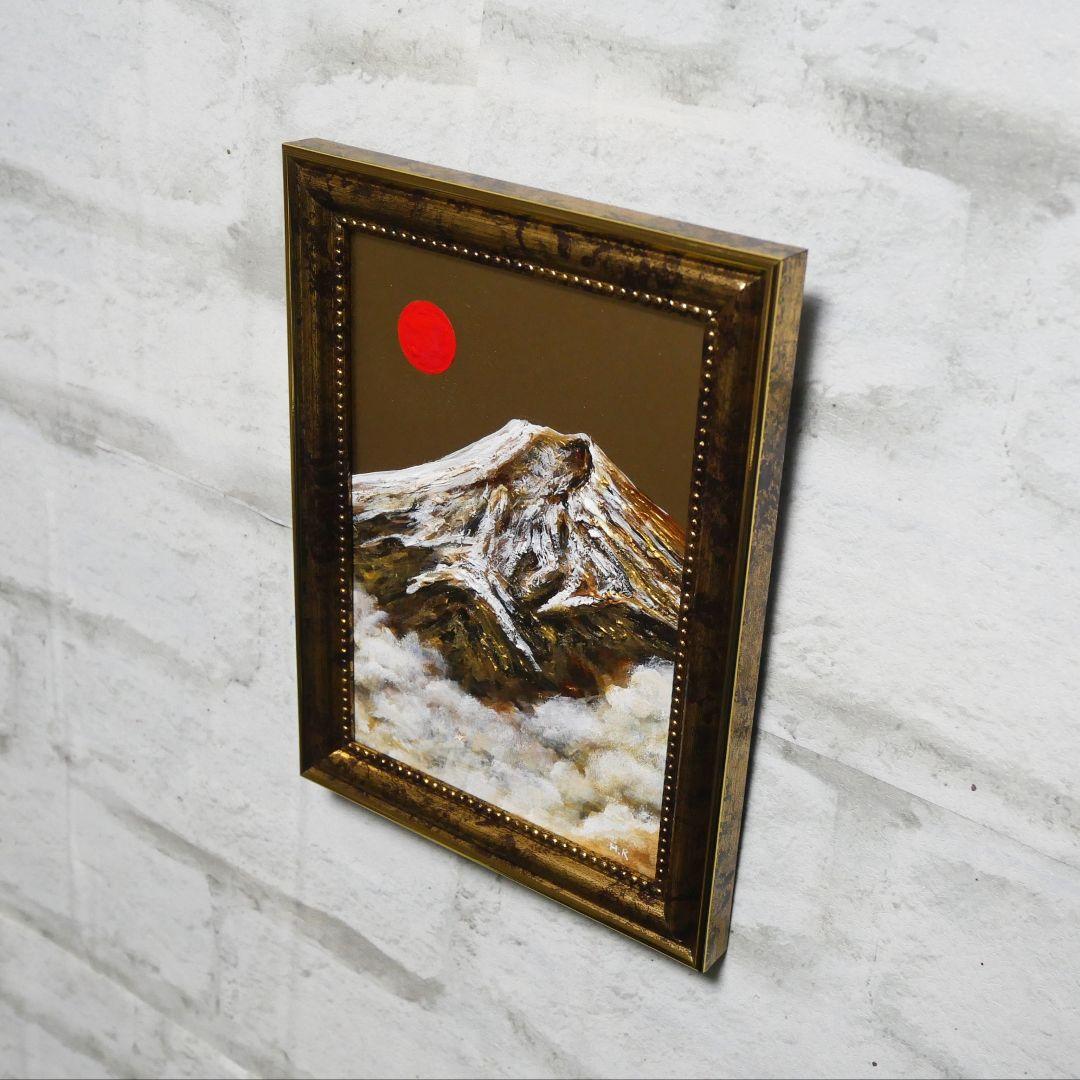 油絵 ミニ絵画【金色の霊峰】