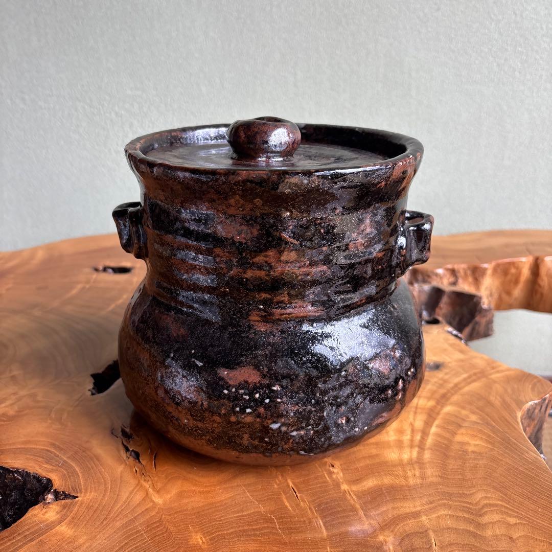 黒織部 織部焼 水指 茶道具 共箱