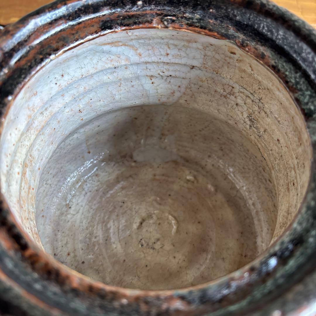 黒織部 織部焼 水指 茶道具 共箱