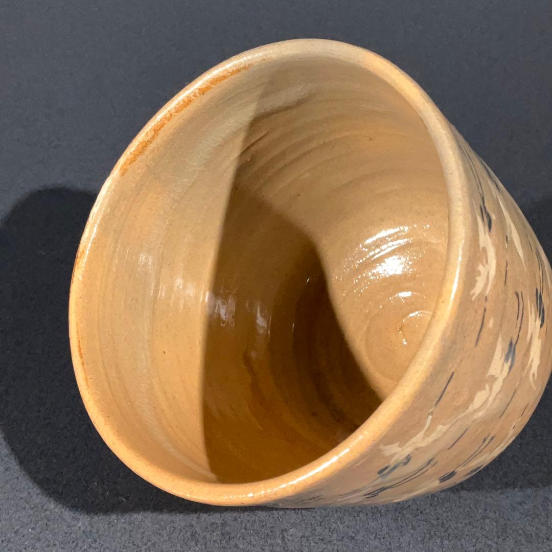 【抹茶碗】筒茶碗　十一代長岡空権　群鶴図　2月　茶道具　R0880ダN