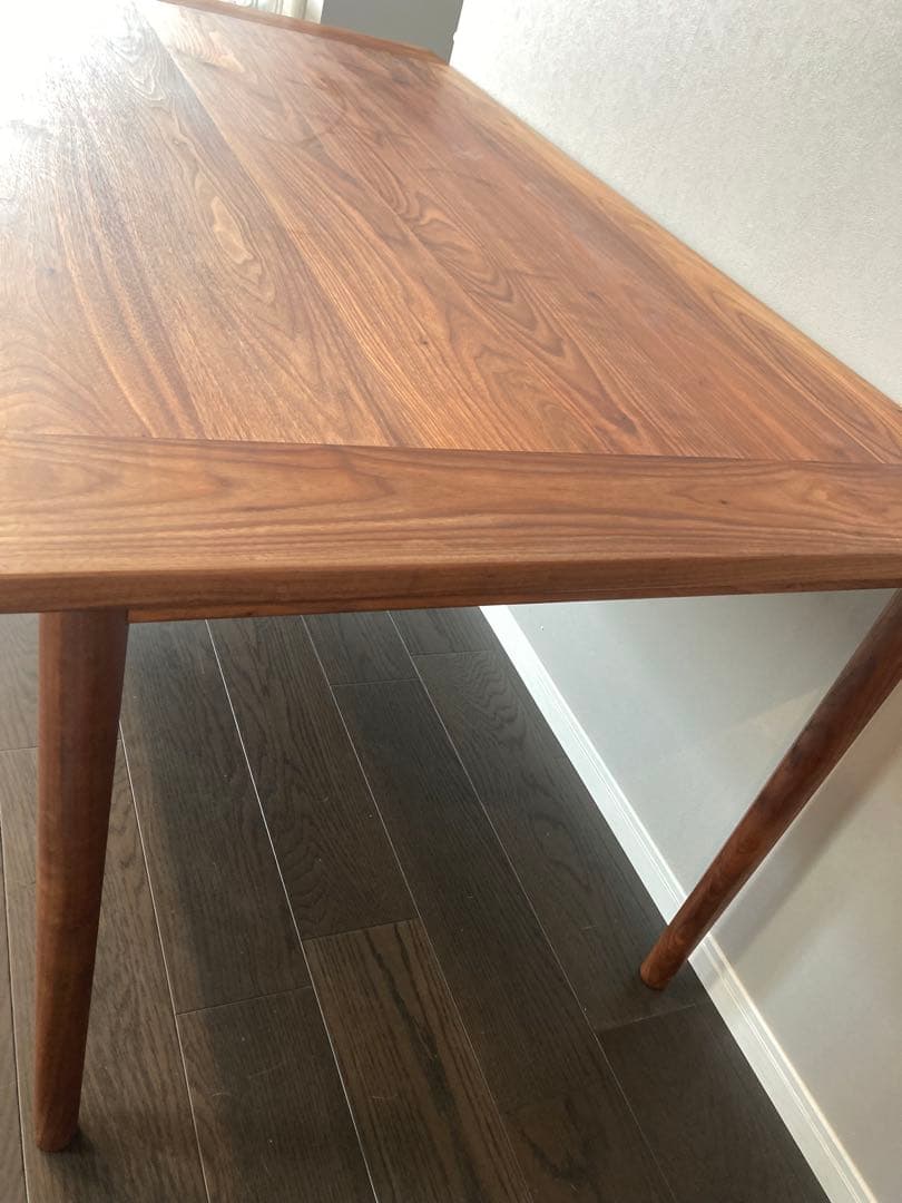 美品　宮崎椅子製作所　MMテーブル　ウォールナット無垢　オイル　丸脚