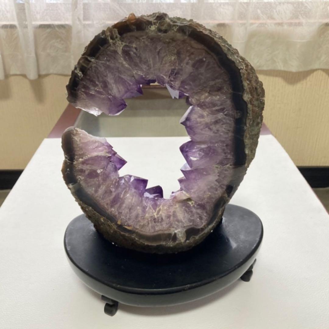 アメジスト 鑑賞石 原石 天然石 紫色 置物 オブジェ 台座 大型 約5.9kg