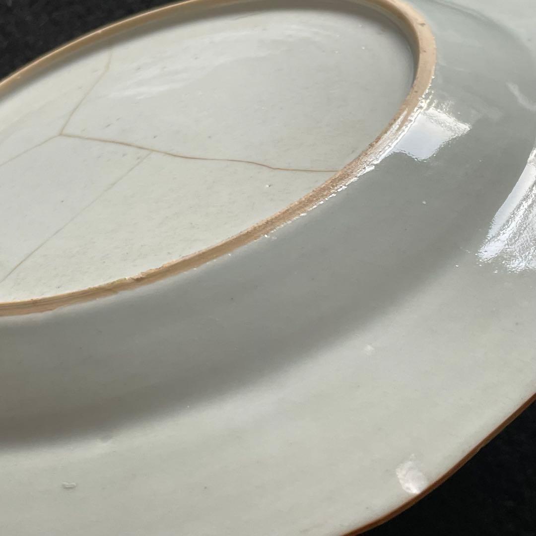 粉彩花柄中皿 清朝 景徳鎮 22cm 中国古玩