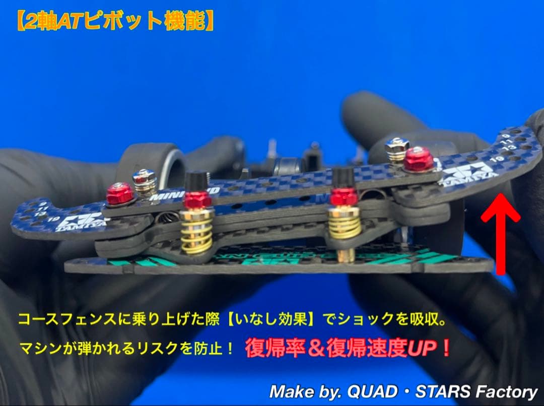 【ミニ四駆・MS用】2軸ATピボットバンパー＋1軸リヤアンカー　2022カーボン