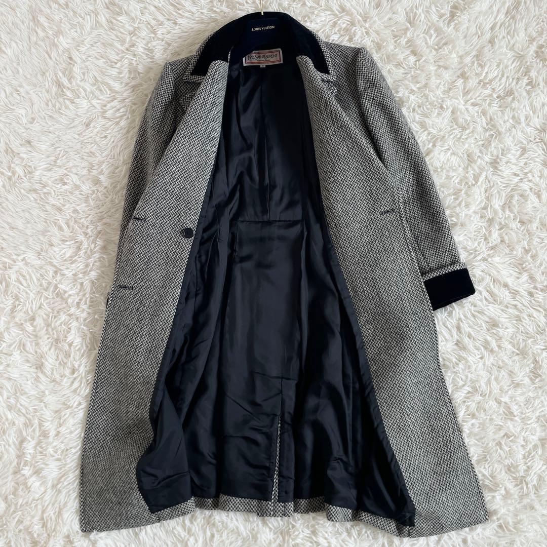 新品未使用　イヴサンローラン　チェスターコート　ヘリンボーン　ツイード　グレー