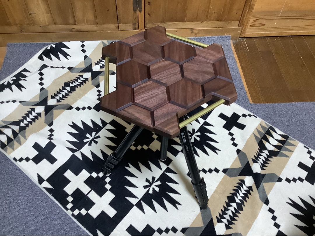 ヘキサゴンテーブル天板三脚テーブルヘキサゴン129ウォールナット