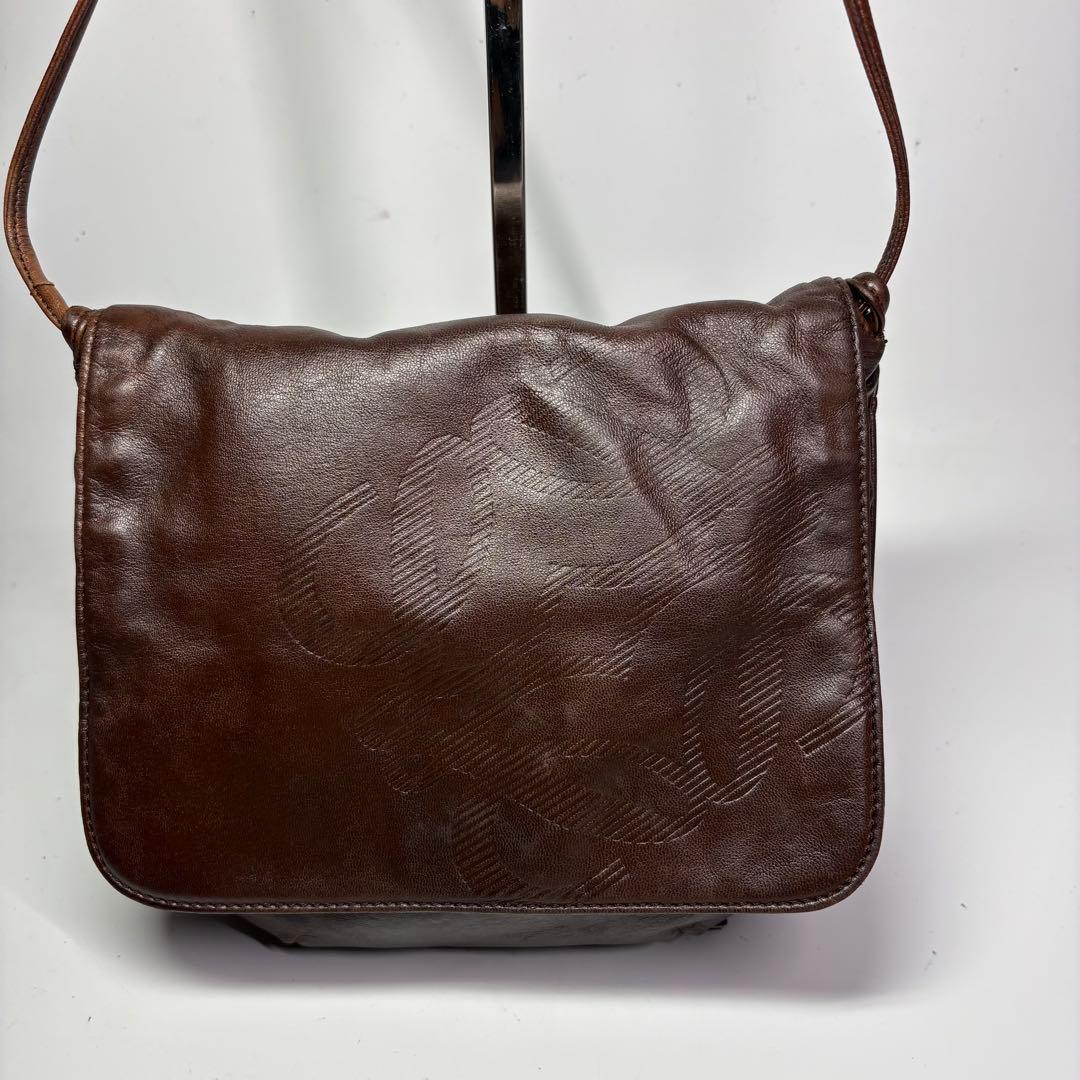 美品　ロエベ ナッパレザー ビンテージショルダーバッグ アナグラム　ブラウン