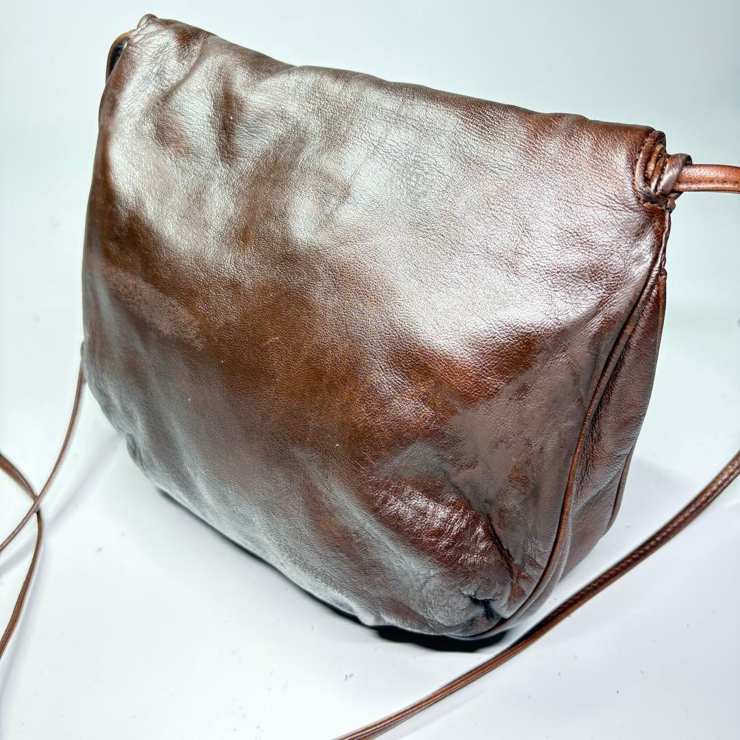 美品　ロエベ ナッパレザー ビンテージショルダーバッグ アナグラム　ブラウン