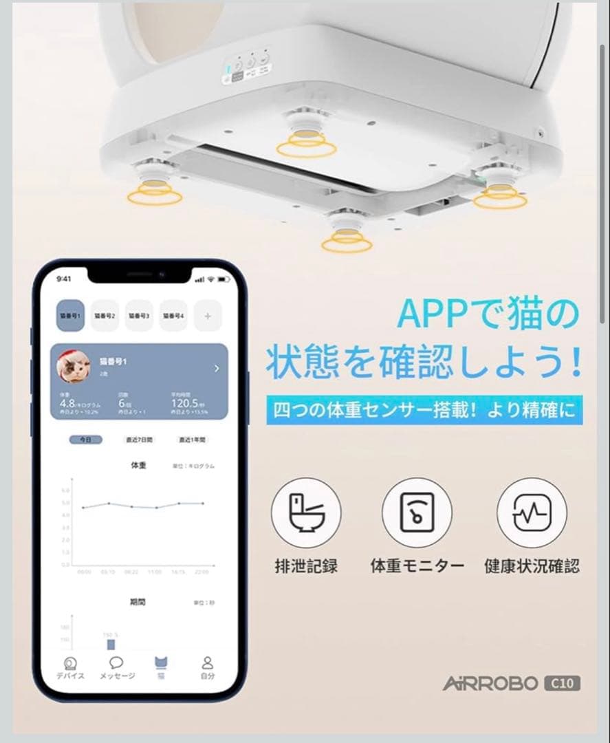 AIRROBO 自動猫用トイレ（全自動猫砂トイレ）