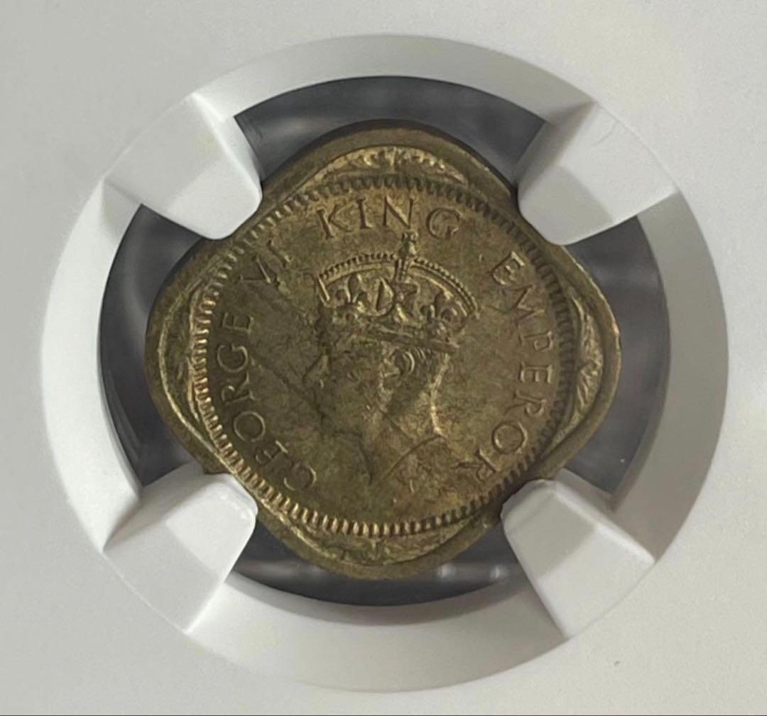 NGC鑑定 MS62 昭和1942年 英領インド 1/2アナ貨