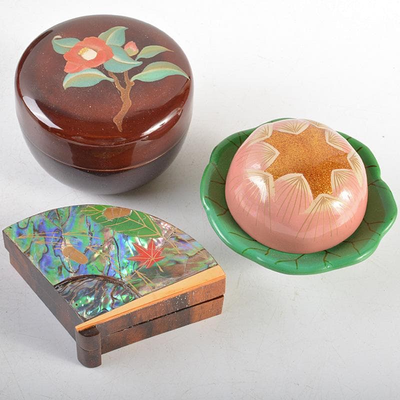 茶道具　鳥金蒔絵棗　黒楽茶碗　香合　櫛　印籠など　輪島塗13点　M　R6020