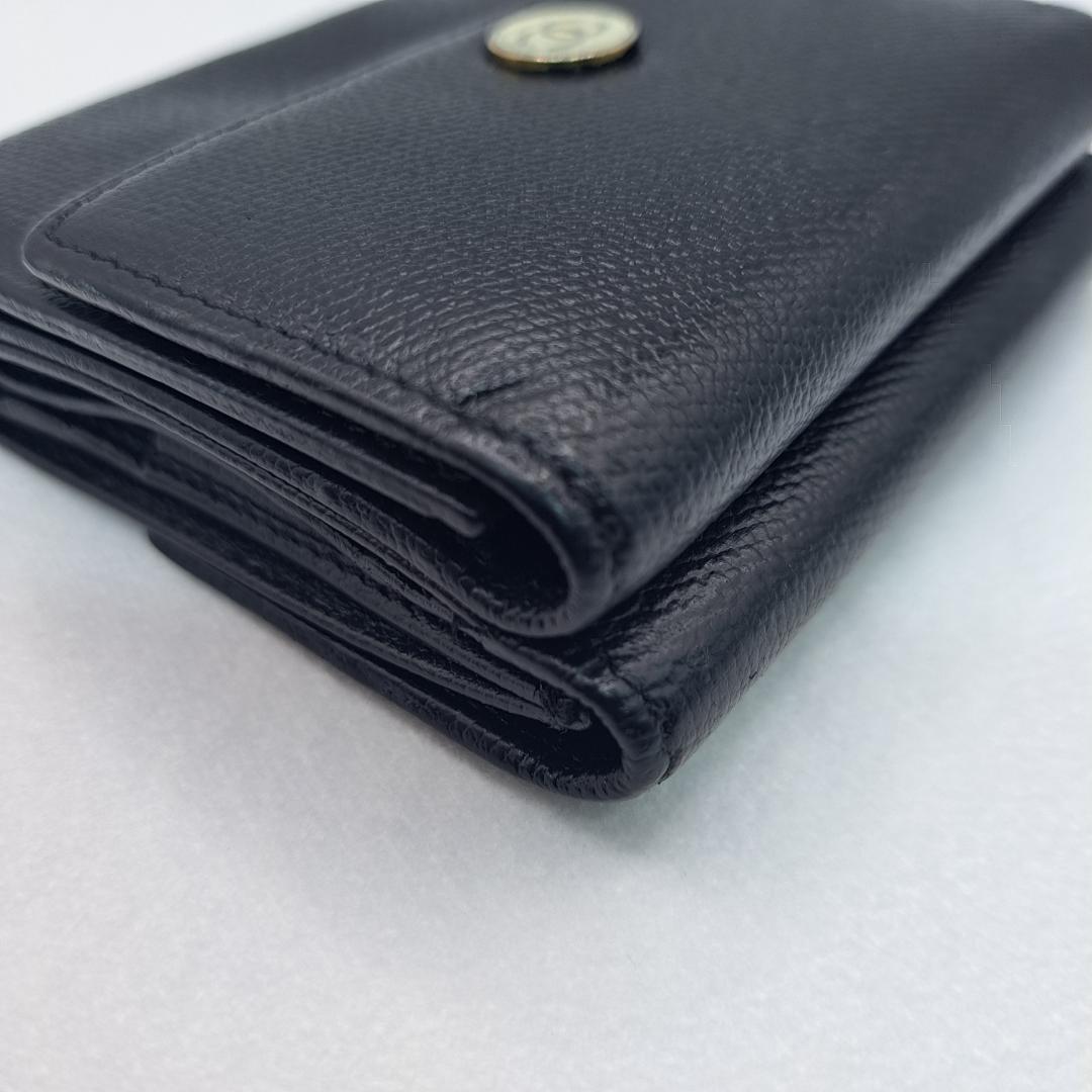 CHANEL　ココボタン　ブラック　 三つ折り財布