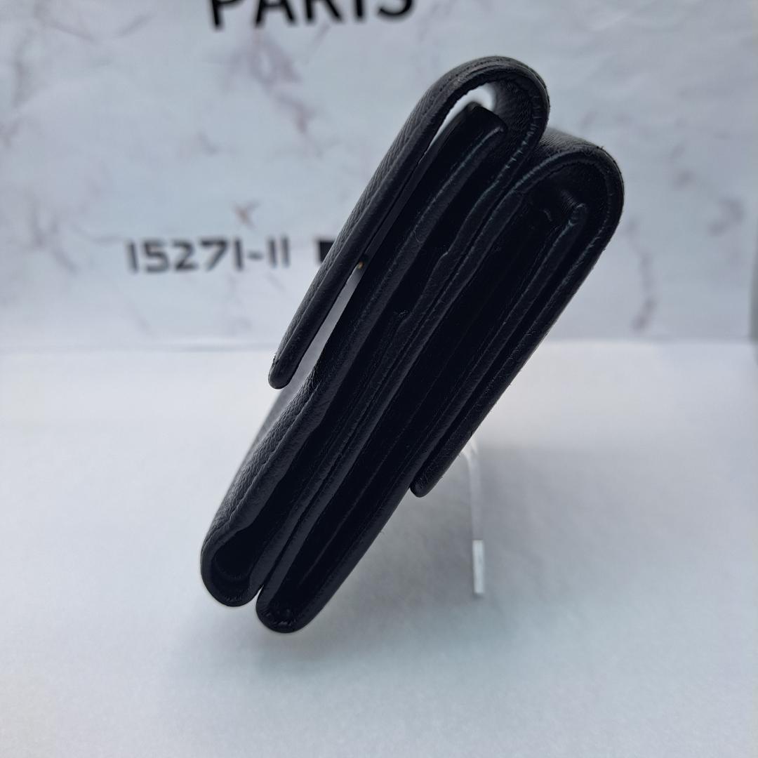 CHANEL　ココボタン　ブラック　 三つ折り財布