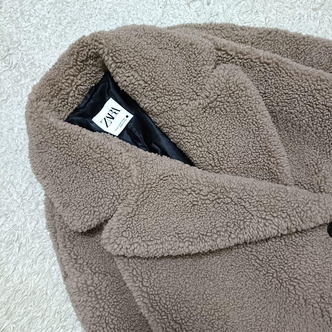 【美品】ZARA ザラ テディベア ボア チェスターコート 女優襟 ロング丈