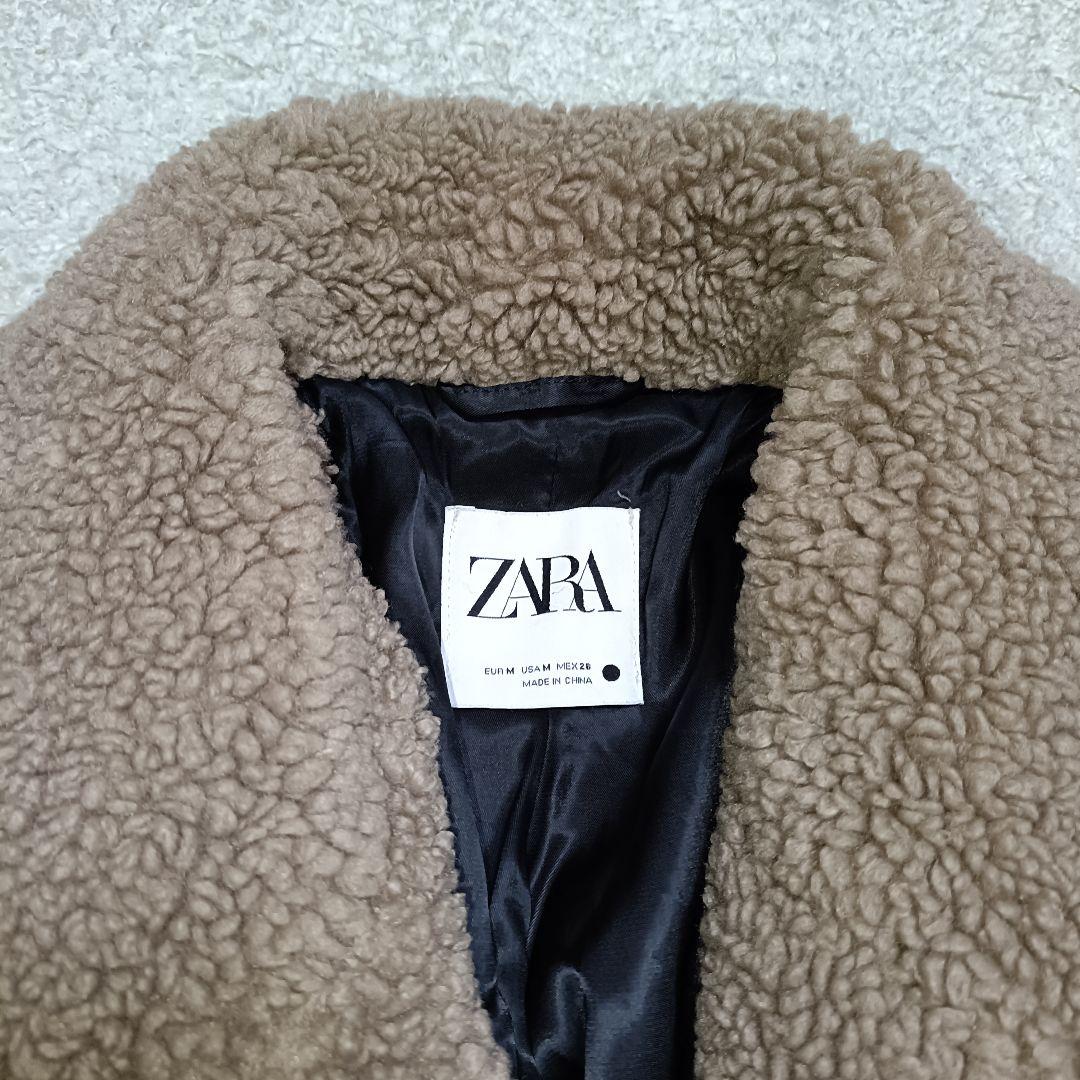 【美品】ZARA ザラ テディベア ボア チェスターコート 女優襟 ロング丈