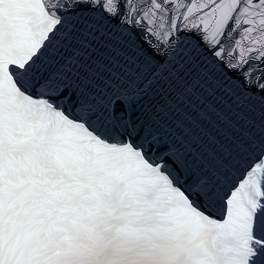 ANDRESD アンドレスド スリーブエンブロイダリードレス ブラック L