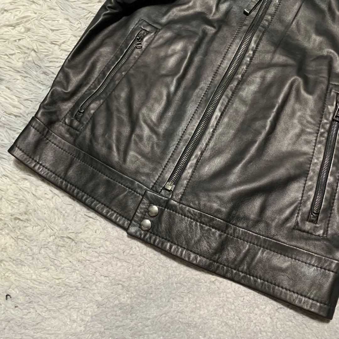 極美品 L HUGO BOSS ヒューゴボス レザージャケット ライダース
