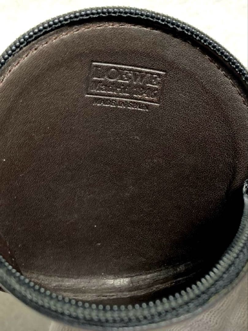 良品　ロエベ　ベラスケス　レザー　ラウンド　ケース　ミニポーチ