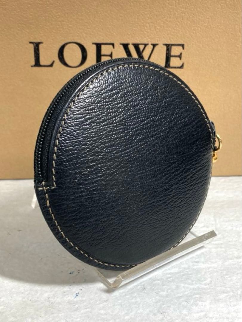 良品　ロエベ　ベラスケス　レザー　ラウンド　ケース　ミニポーチ