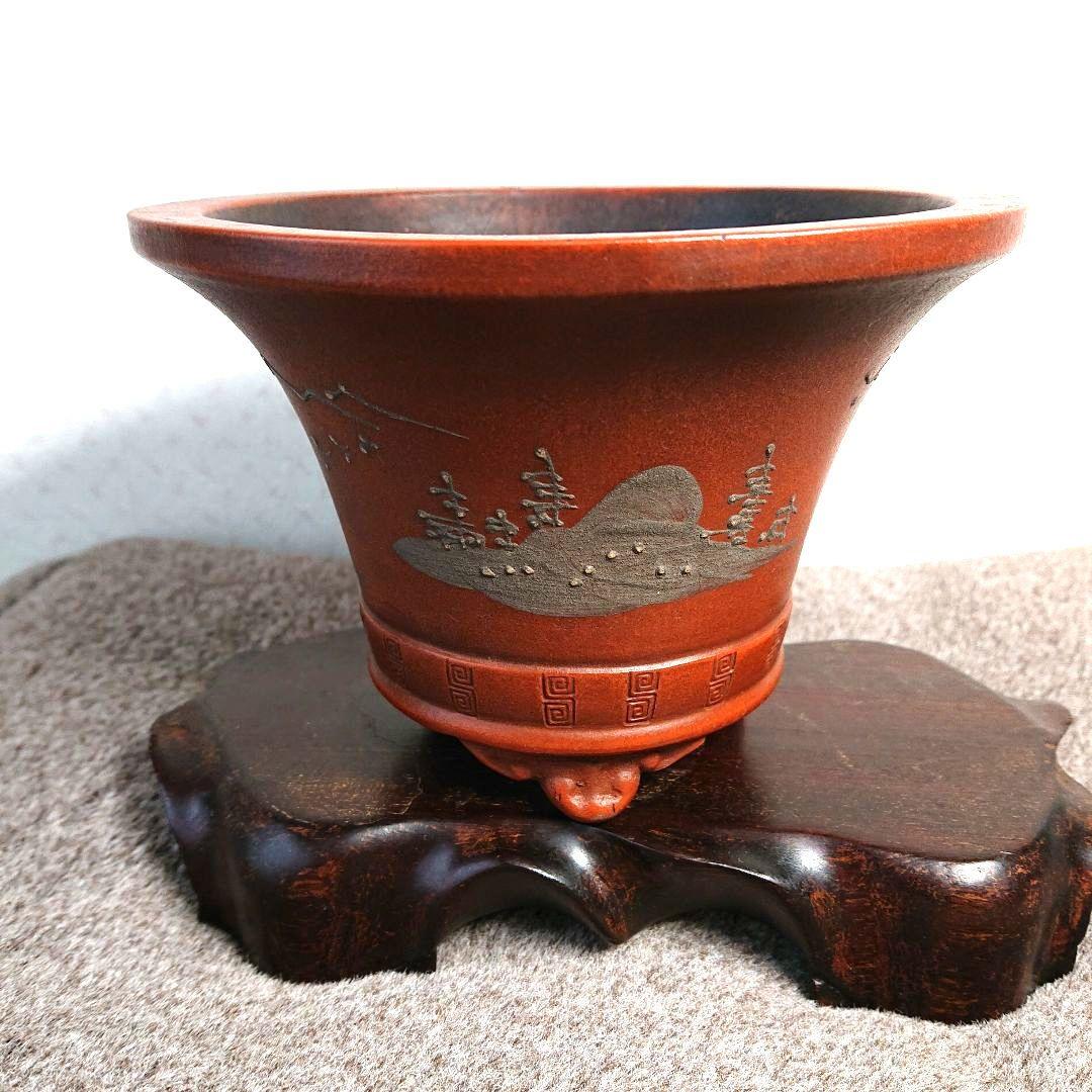 【中国盆栽古鉢】朱泥鉢  盆栽古鉢
