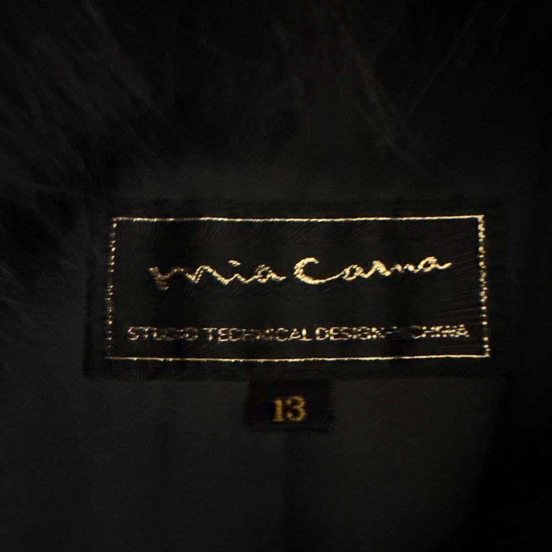 美品mia carnaファー付チェスターコートピュアカシミヤ100%黒ブラック