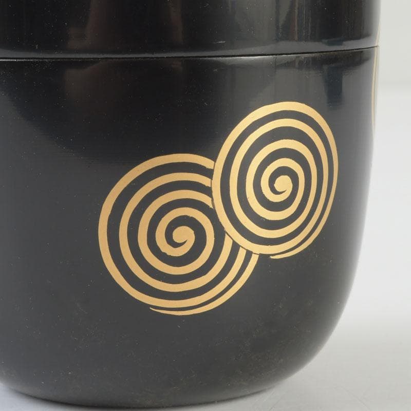 茶道具　坂下仙秀作　淡々斎好写　渦蒔絵　中棗　共箱　V　9834