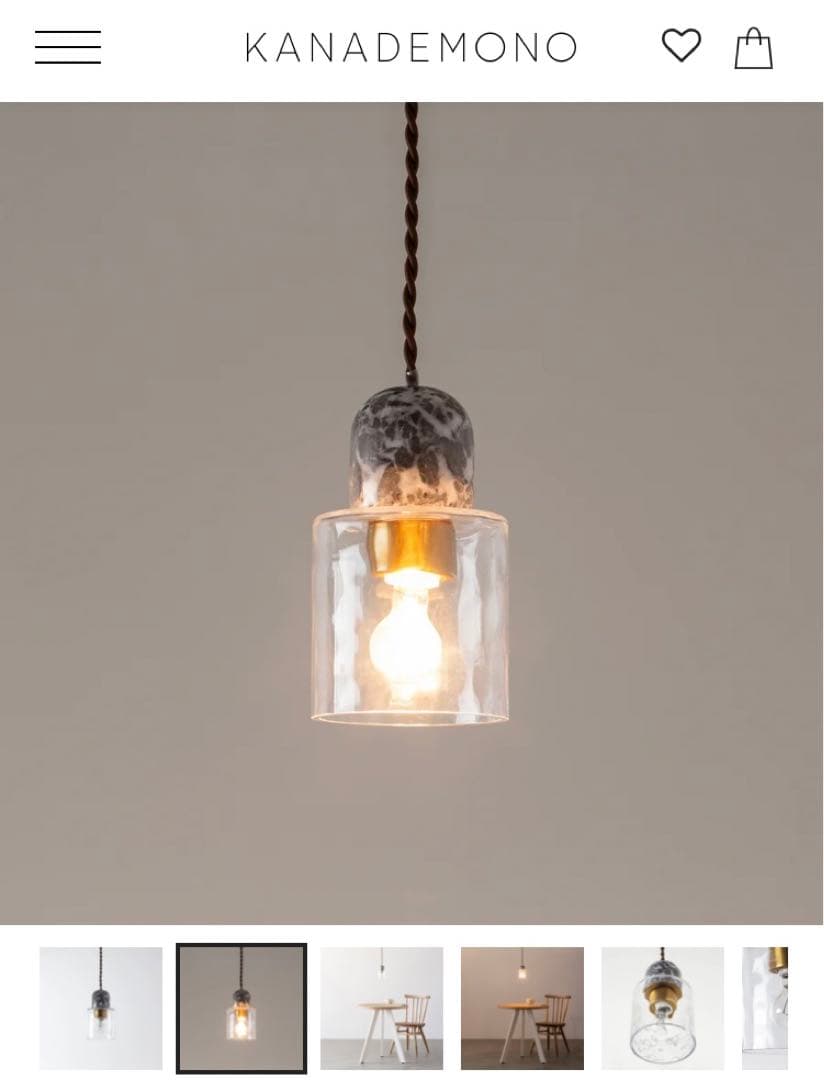 Glass × 大理石　香水瓶のような ガラス ペンダントライト