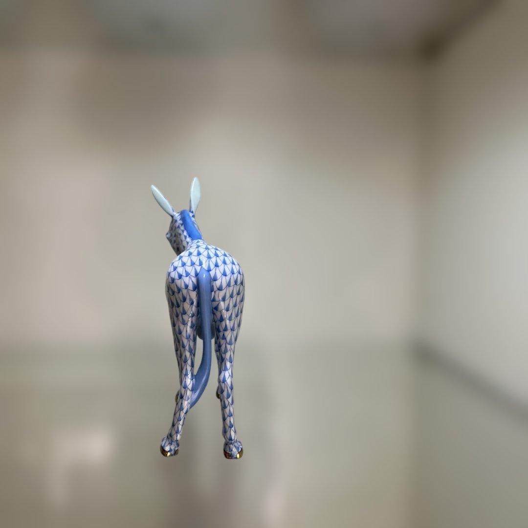 HEREND ヘレンド ロバの置物　フィギュリン 青　ブルー