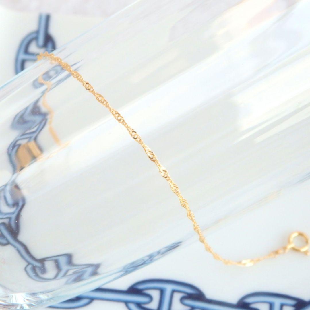 ゆゆ　k18アンクレット　スクリューチェーン　1.3㎜幅　つけっぱなし